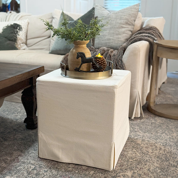 Deluxe Slipcover Upholstered Ottoman