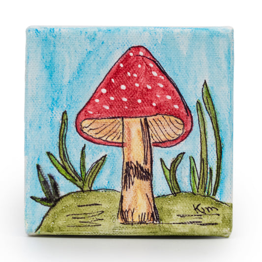 Mushroom Canvas Painting | 4" x 4" | The Painted Attic