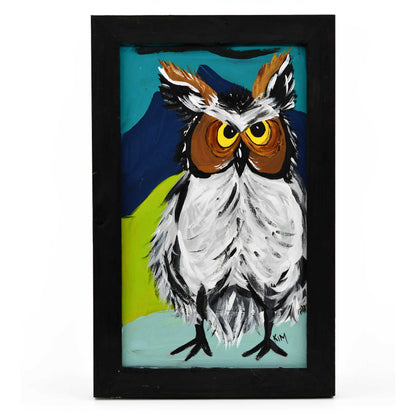 Oswald Owen the Owl Wooden Canvas Painting | 9.5" x 15" | The Painted Attic