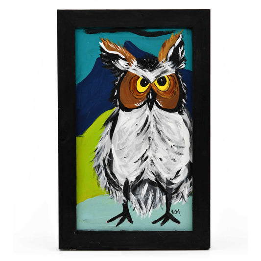 Oswald Owen the Owl Wooden Canvas Painting | 9.5" x 15" | The Painted Attic