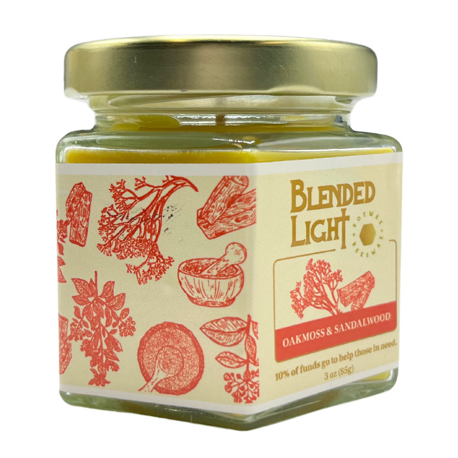 Oakmoss & Sandalwood Scented Candle | Multiple Sizes | Blended Light