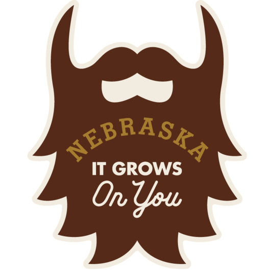 Nebraska It Grows On You Weather Resistant Sticker | HEARTlandia