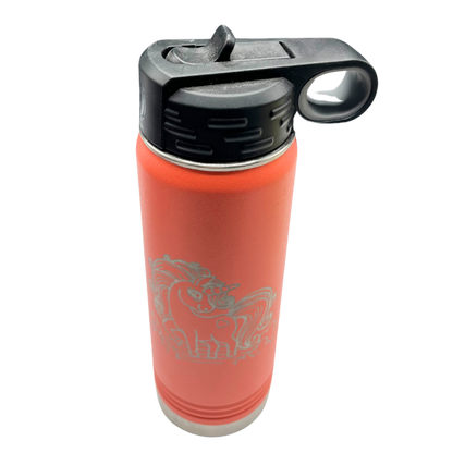 Stainless Steel Unicorn Water Bottle | 20 oz | Vibrant Coral | RCK Creations & More