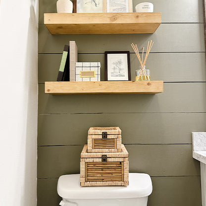 Woven Storage Boxes with Metal Clasps, Set of 3