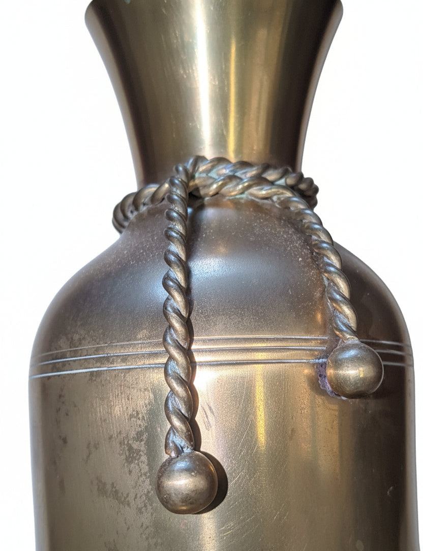 Vintage Brass Vase with Rope Tie Made in India br90