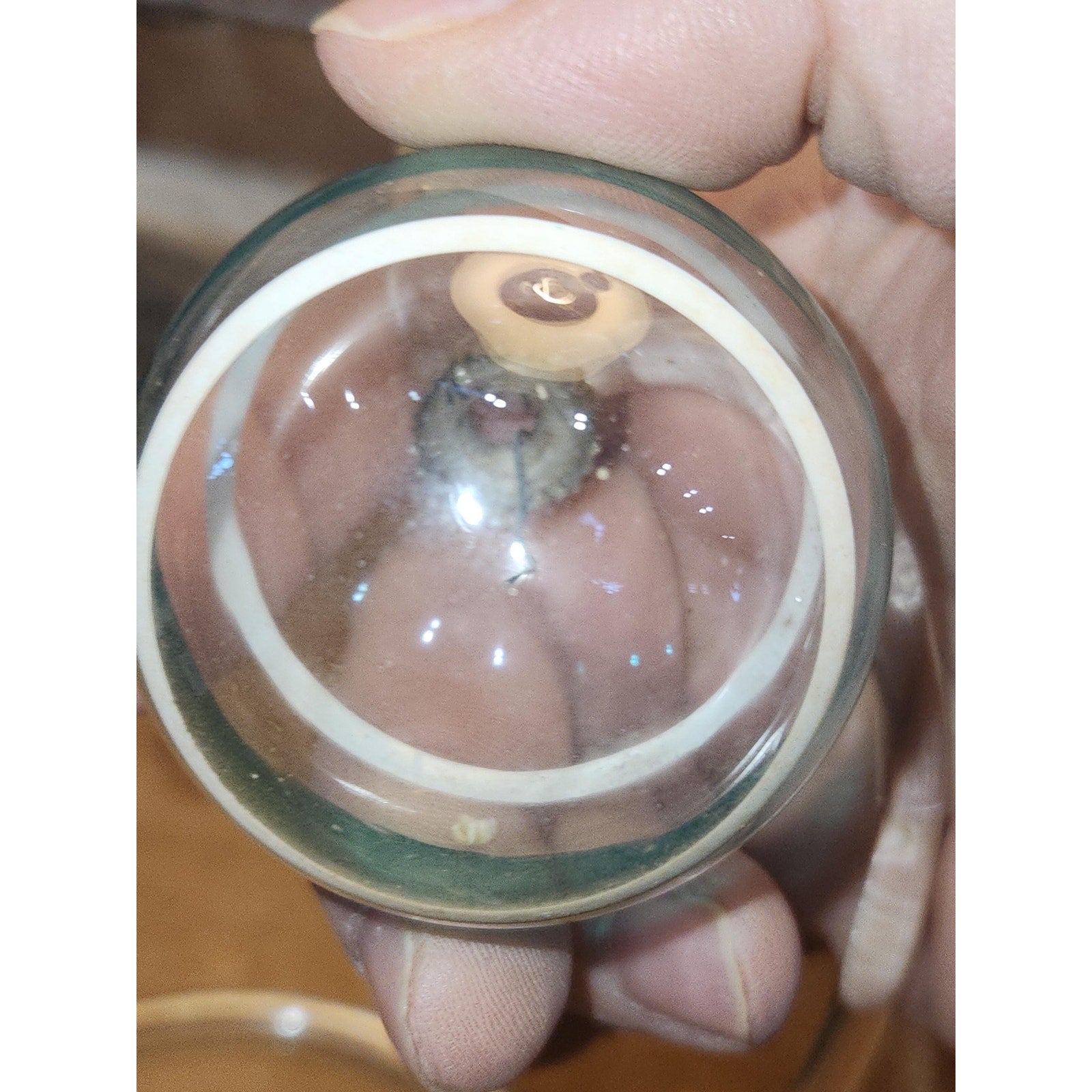 Vintage 2" Unsilvered Transparent Glass Ornament WWII Era 1940s Set of 3 with Stripes Clear and Blue Tint vo231
