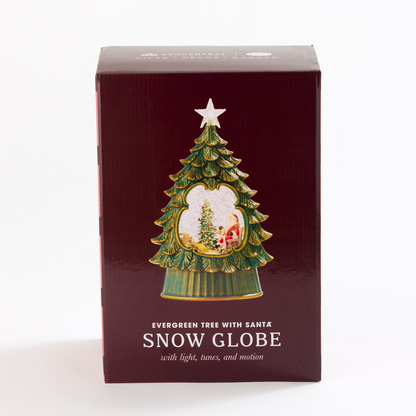 LED Evergreen Tree Musical Snow Globe w/Santa