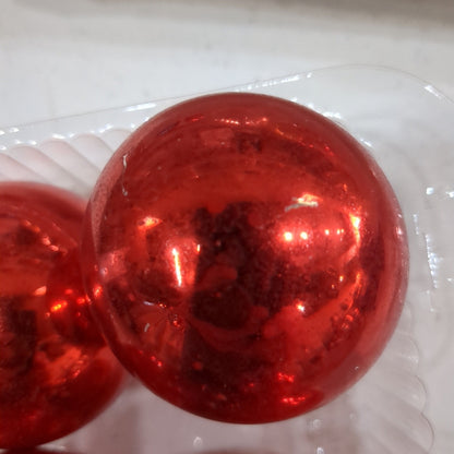 Vintage Red Glass Ornaments Set of 6 NO BOX