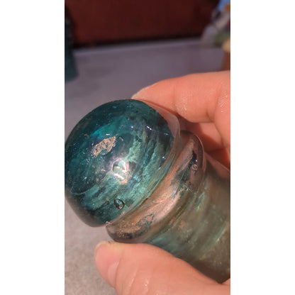 Vintage Insulator Aqua Blue Green Glass Double Star Embossed Pony Telephone si8