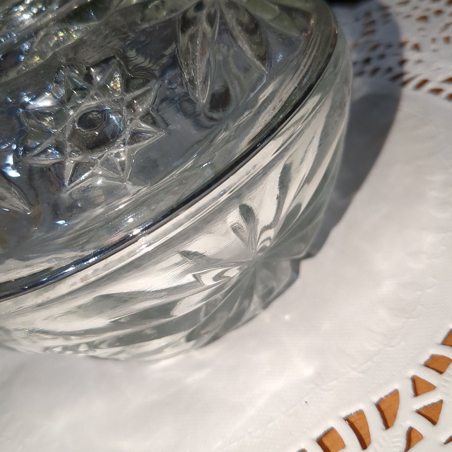 G2 cut glass candy dish with lid