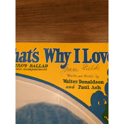1926 That's Why I Love You Vtg Sheet Music Fox Trot Ballad W Donaldson Paul Ash