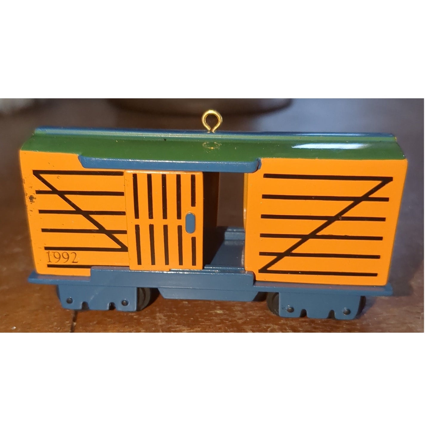 Vintage Hallmark Christmas Ornament Skyline Stock Train Car cast metal 1992