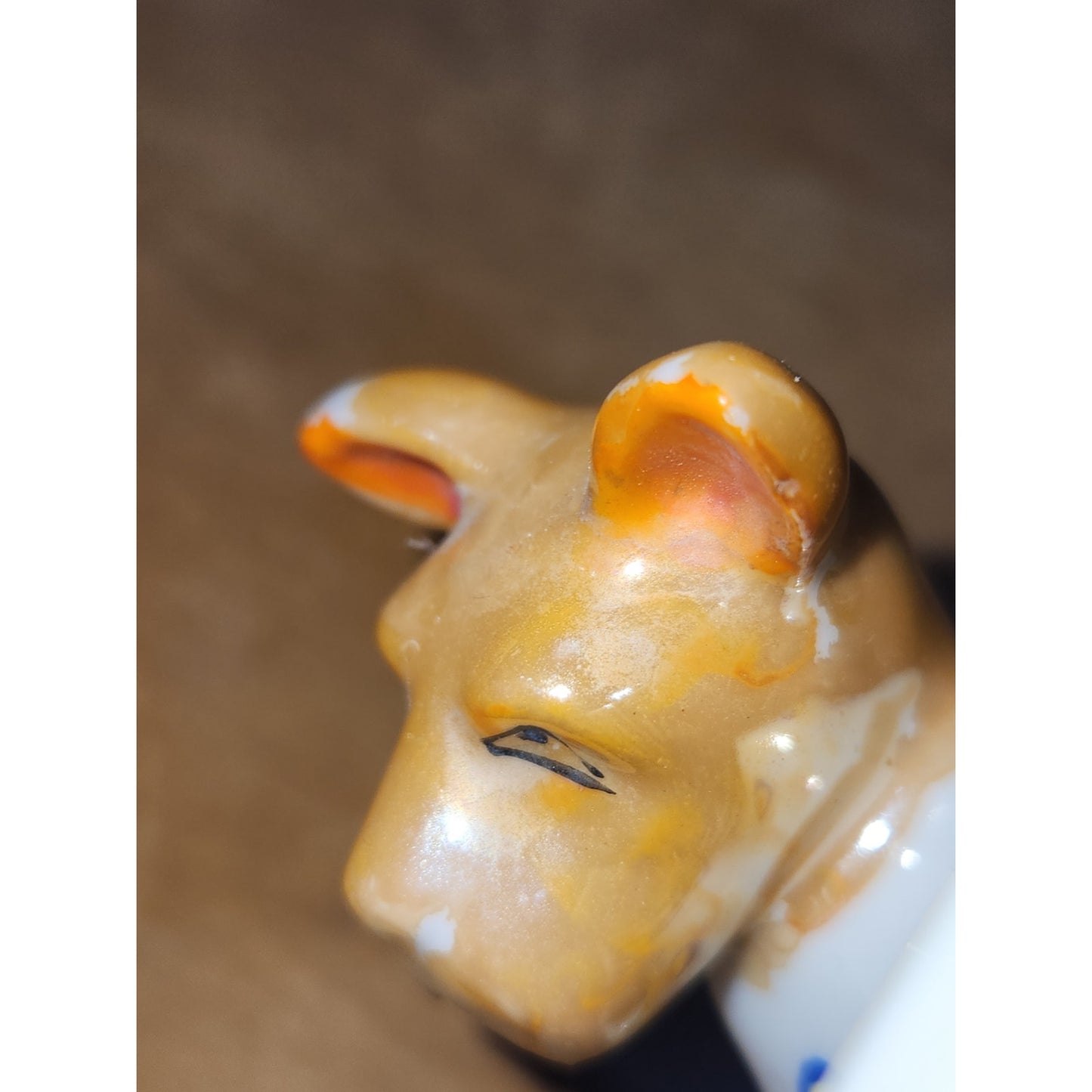 Vintage Pin Cushion Ceramic Scottie Dog & Cart Made in Japan AS IS vo85
