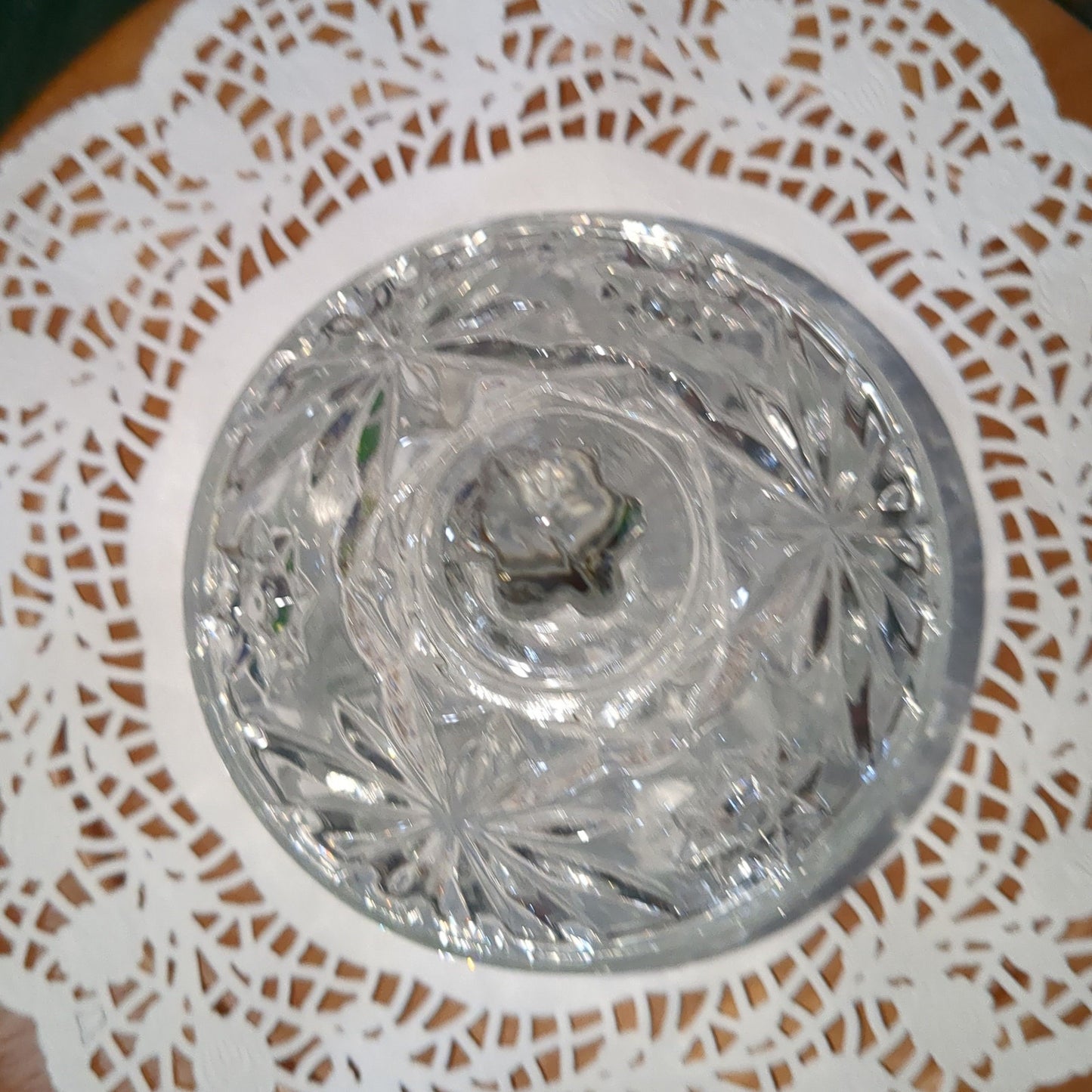G2 cut glass candy dish with lid