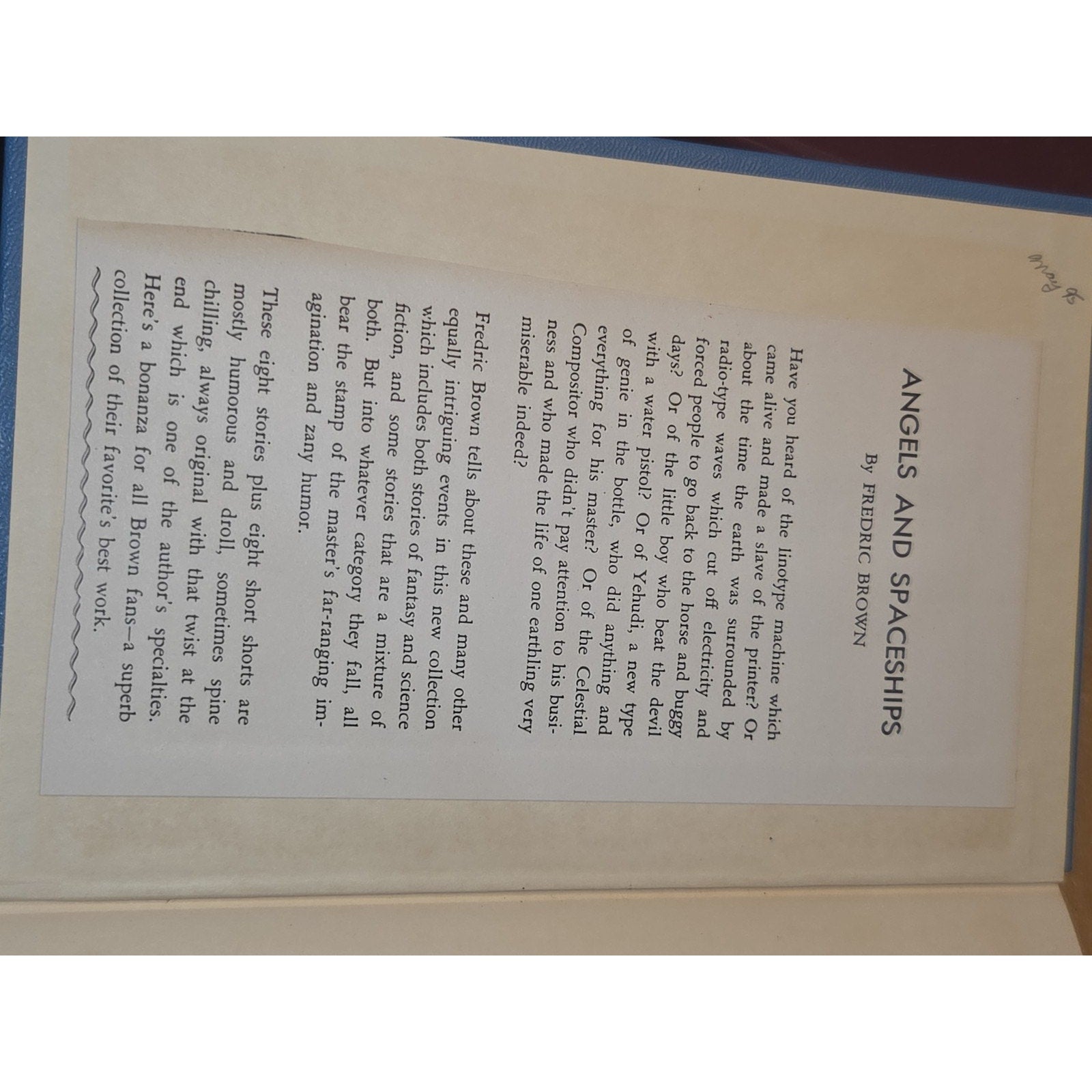 Vintage Hardcover Angels and Spaceships by Fredric Brown 1954