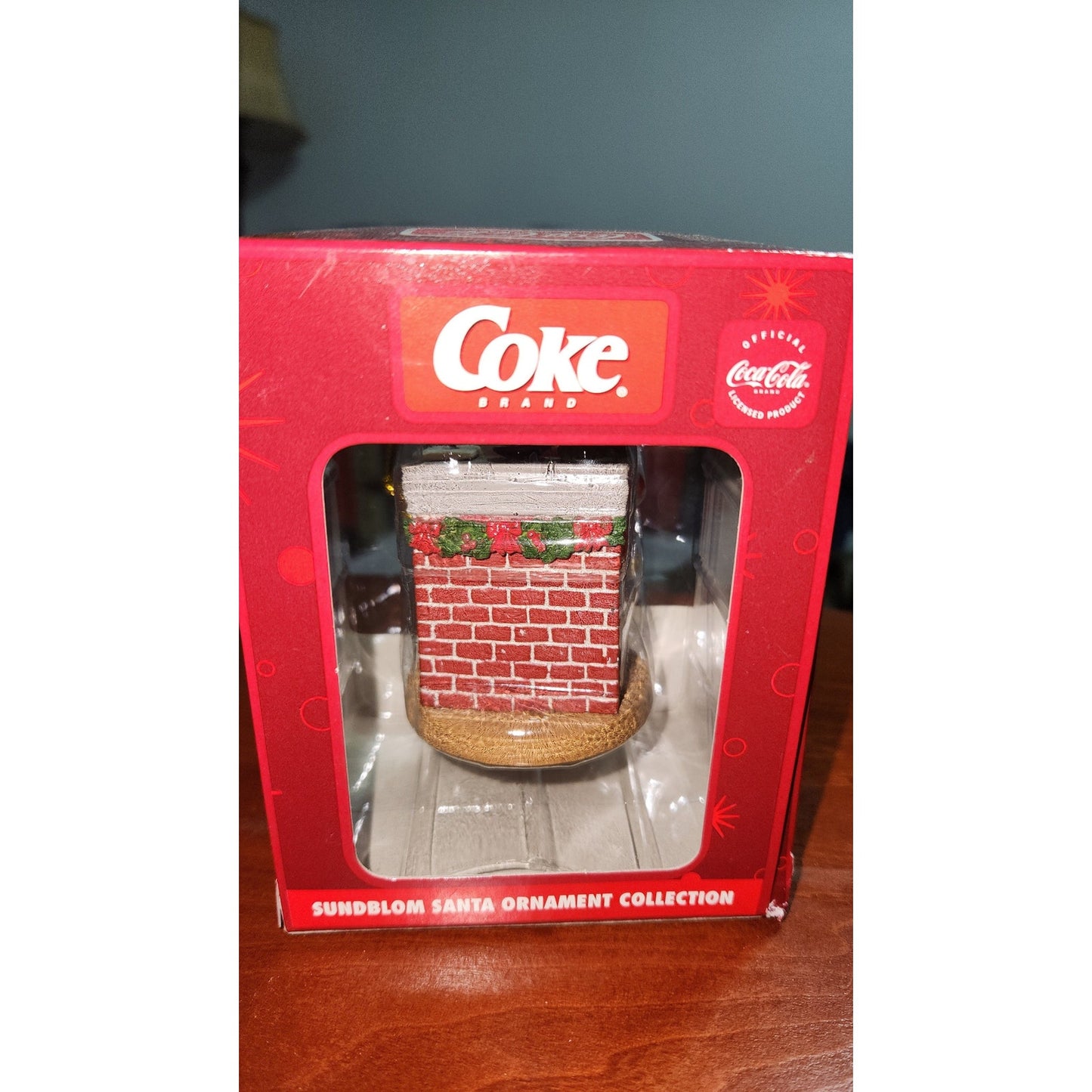 Sundblom Coca-Cola Santa By The Fireplace Ornament NEW In Box cc22