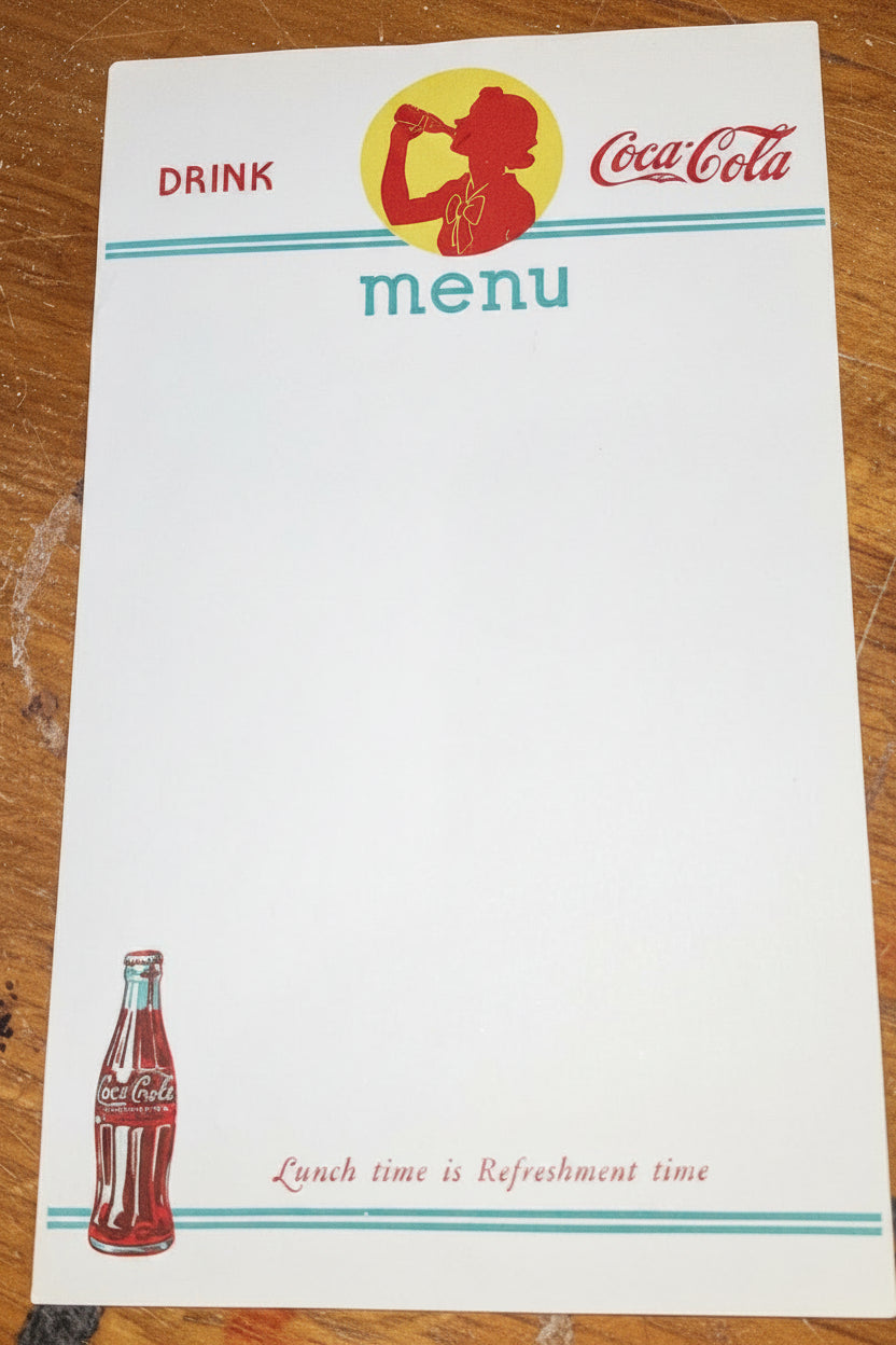 Vintage Coca-Cola Unused Menu Sheet from 1950s One Page ONLY