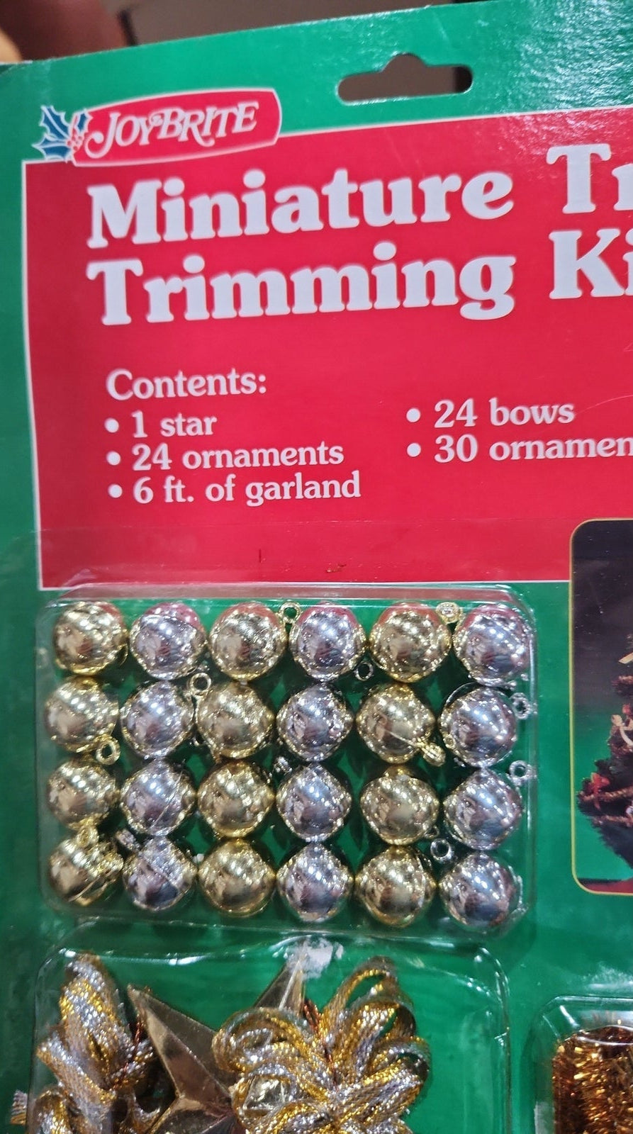 Joy Brite Miniature Tree Trimming Kit Christmas Tree Ornaments Garland Topper