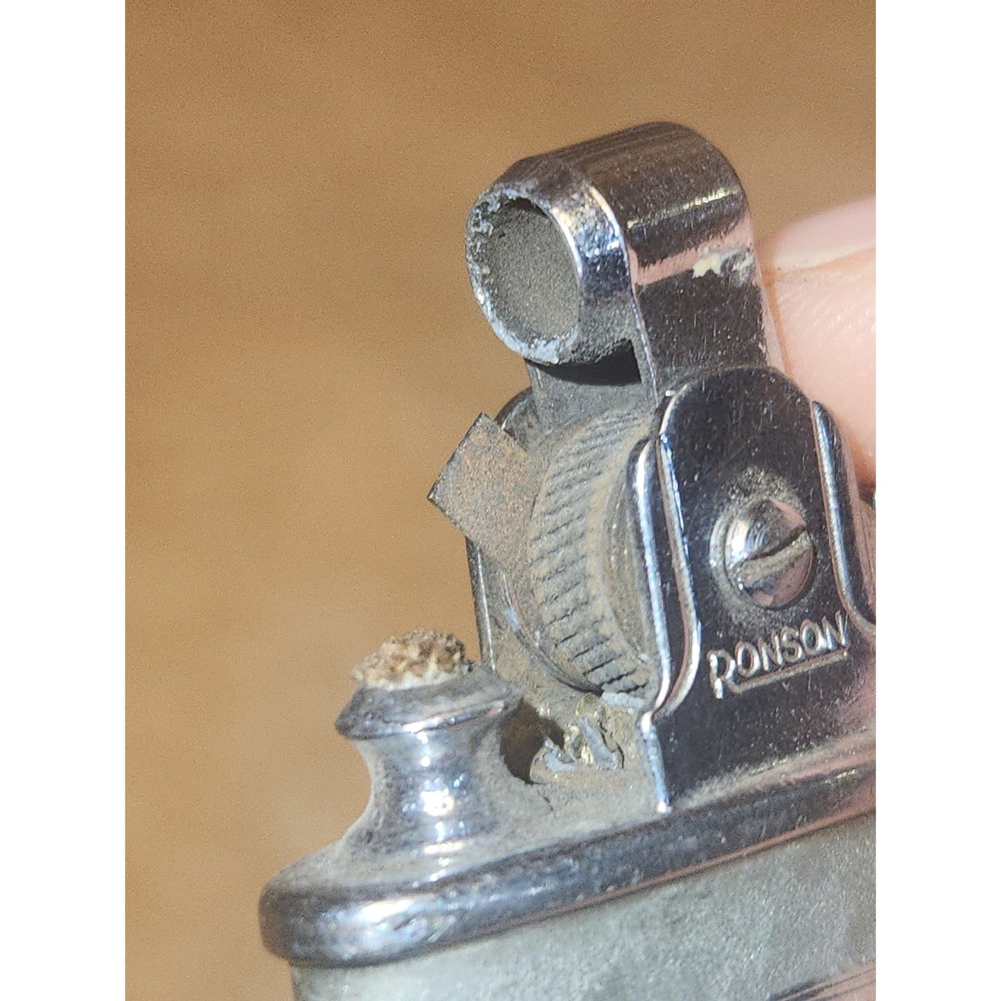 Vintage Ronson Princess Pocket Lighter Refillable Silver Hammered AS IS li9