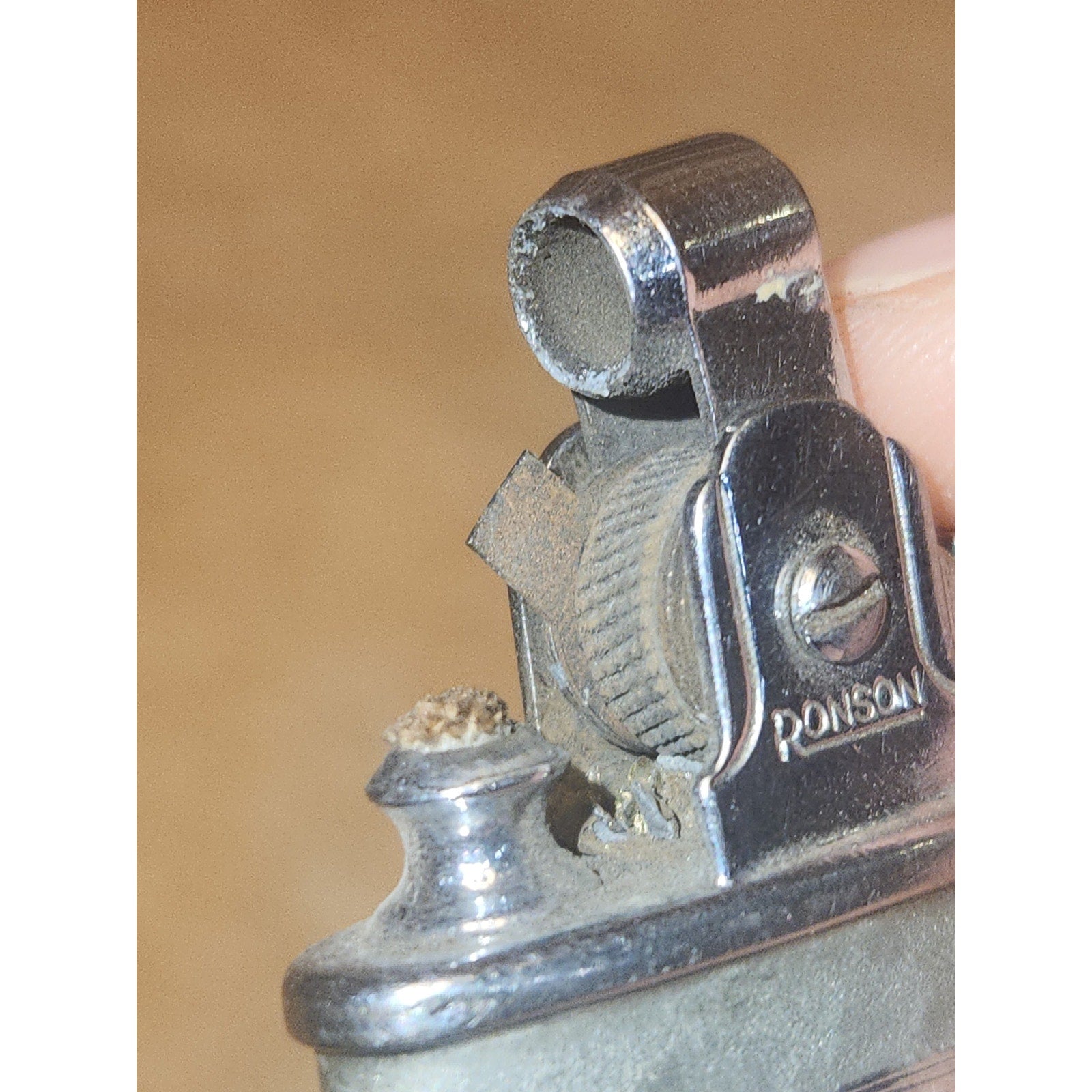 Vintage Ronson Princess Pocket Lighter Refillable Silver Hammered AS IS li9