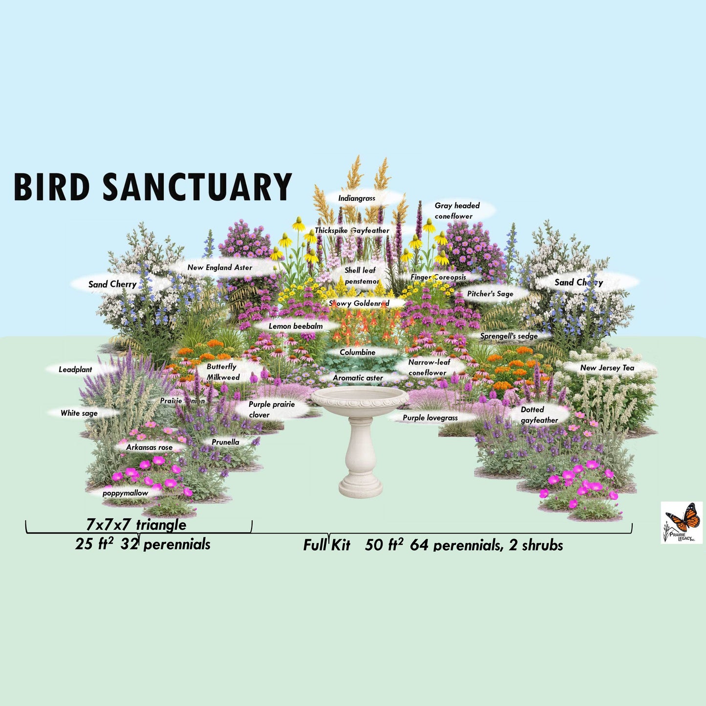Bird Sanctuary Live Plant Landscape Kit | Prairie Legacy Inc.