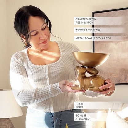 Gold Bunny with Bowl | Brilliant Centerpiece Collection