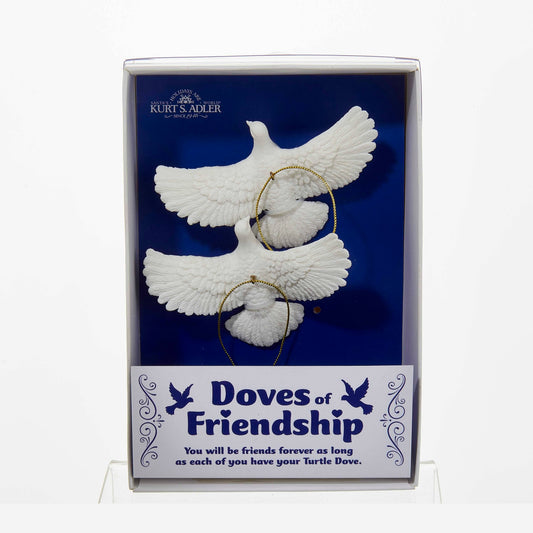 4.5"RESIN FRIENDSHIP DOVE ORNAMENTS 2PC os78