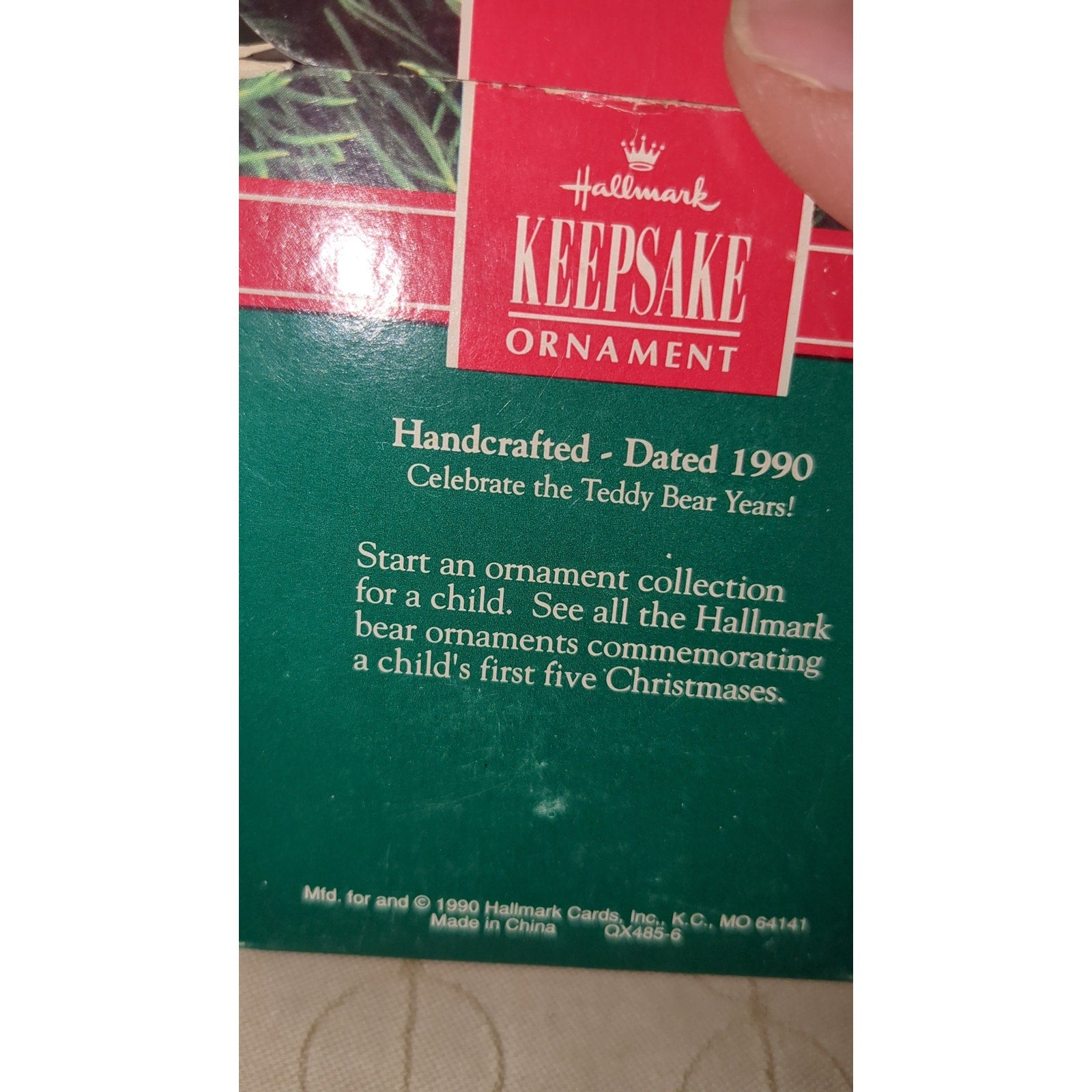Vintage Hallmark Keepsake Ornament Baby's First Christmas 1990 Bear Handcrafted