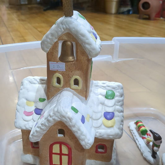 Vintage Lighted Candyland Church Music Box and Pieces by Roman c101