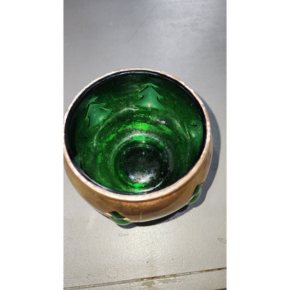 Vintage Brass cut out tree glass insert candle holder