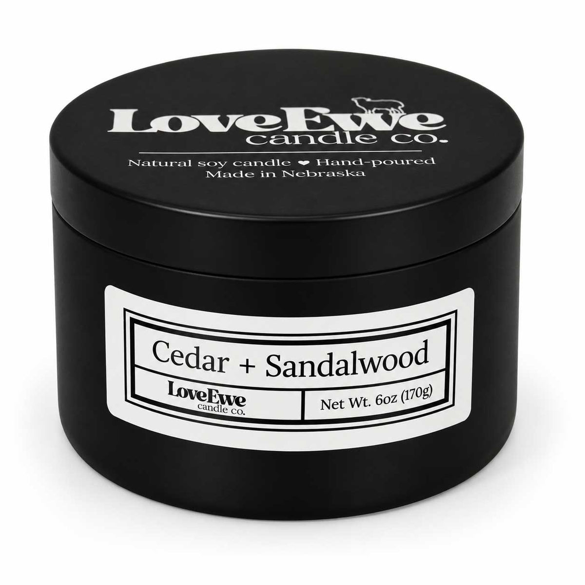 Cedar + Sandalwood Scented Candle | 6 oz | Love Ewe Candle Company