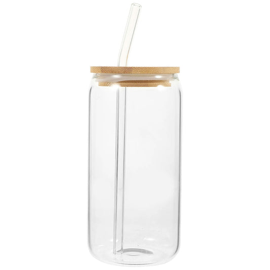 Custom Etched Iced Coffee Glass with Bamboo Lid and Straw | 16 oz | RCK Creations & More