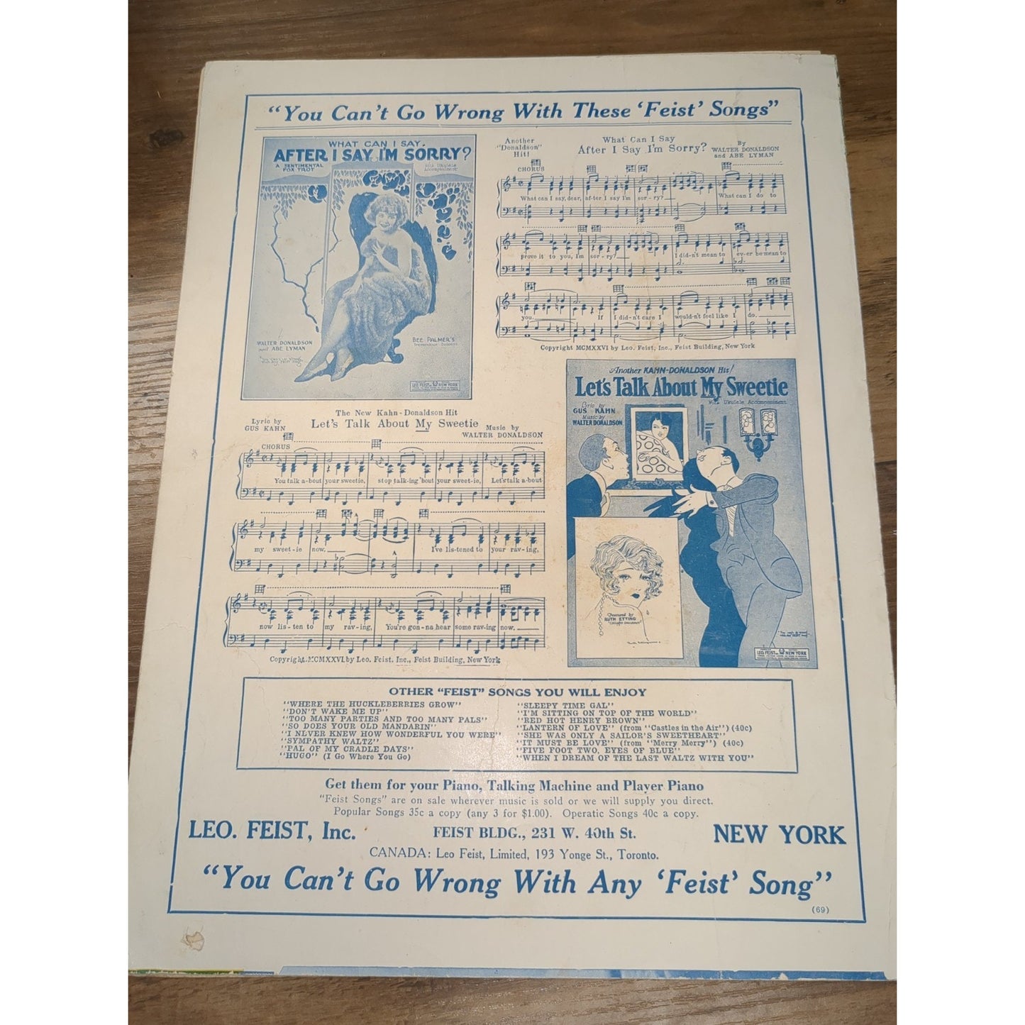 1926 That's Why I Love You Vtg Sheet Music Fox Trot Ballad W Donaldson Paul Ash