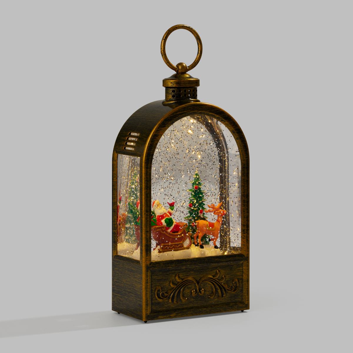 LED Lantern Musical Snow Globe w/Santa’s Sleigh