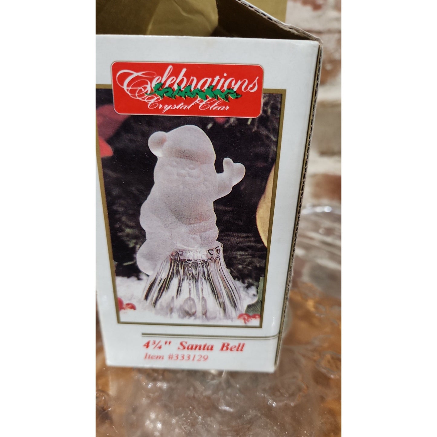 Vintage Santa Clause Crystal Clear Glass Bell Crystal Chrismas Xmas Holiday