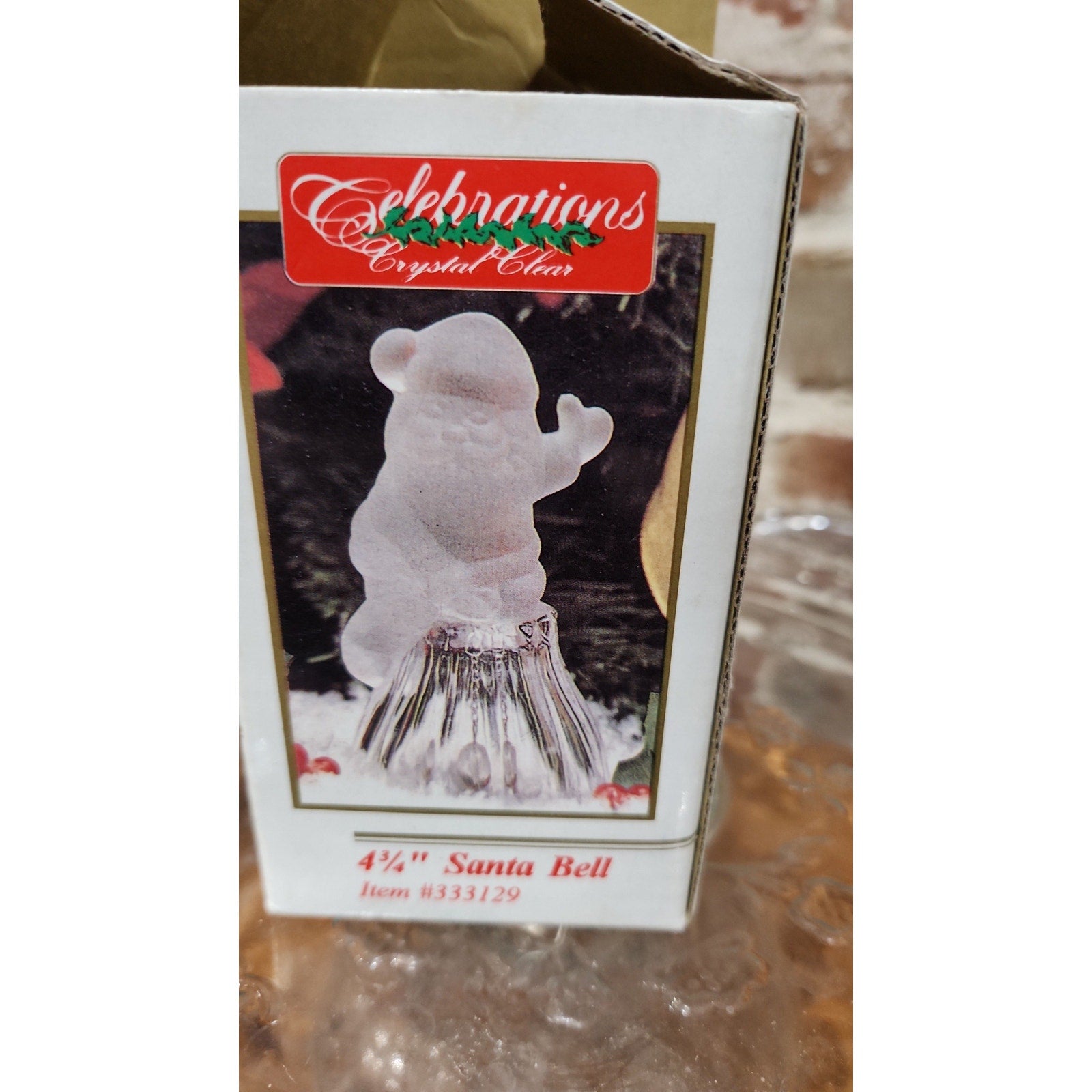Vintage Santa Clause Crystal Clear Glass Bell Crystal Chrismas Xmas Holiday