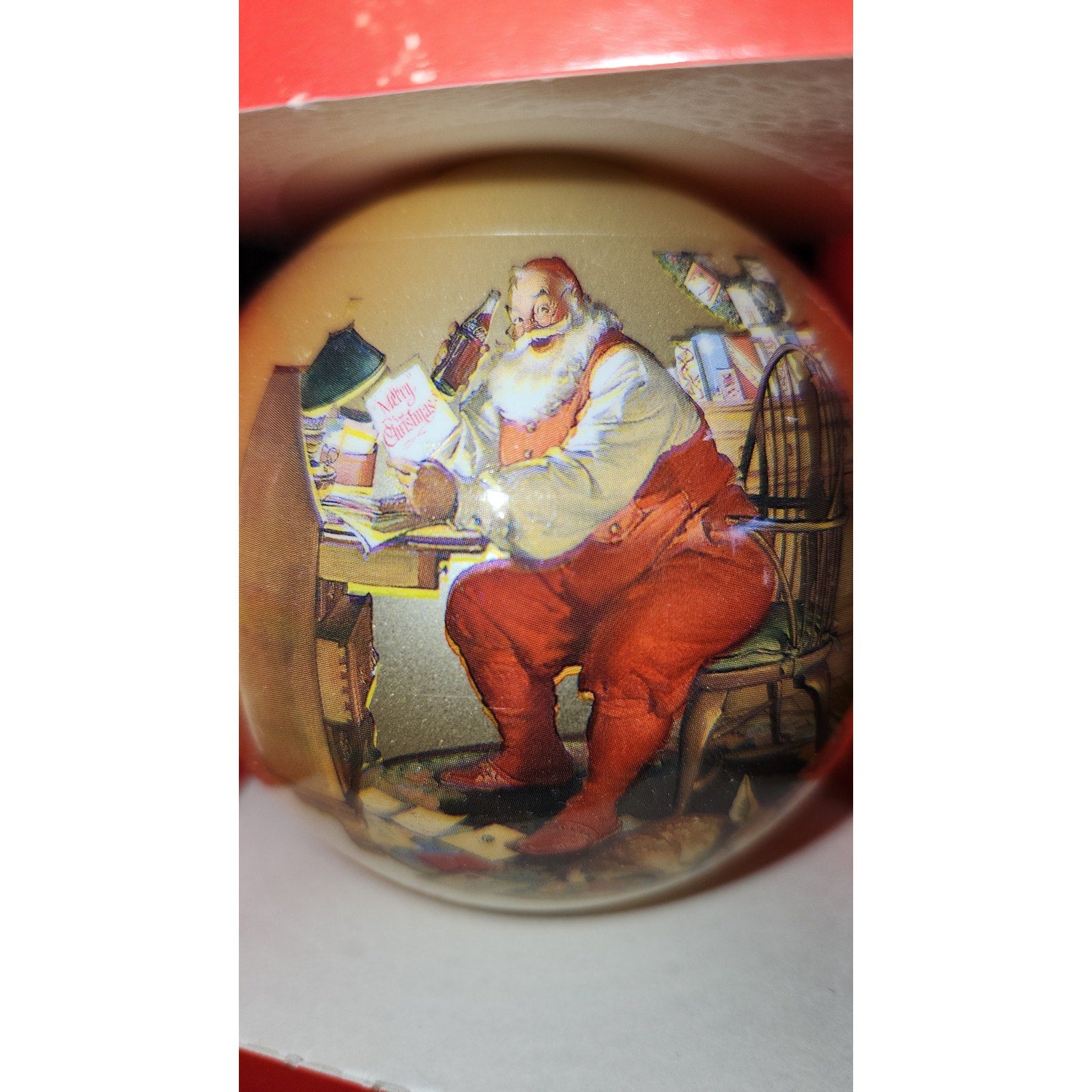 Vintage Glass Coca-Cola Santa Ornament 1960s
