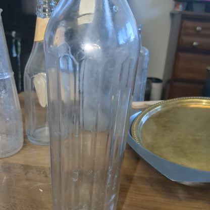Vintage Bottle Clear Tall Ribbed Glass vb31 g31