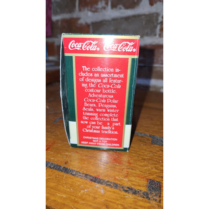 Vintage Coca-Cola Contour Bottle Collection Plush Brown Reindeer Christmas Ornament CC7