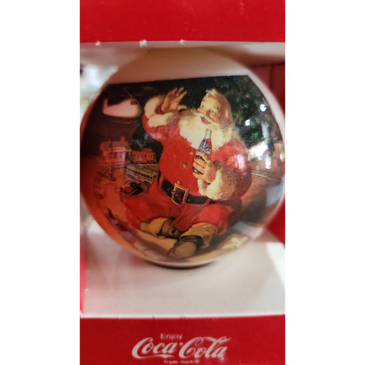 VINTAGE Coca-Cola Christmas Ornament Circa 1962 Santa Clause Corning Glass Works cc02