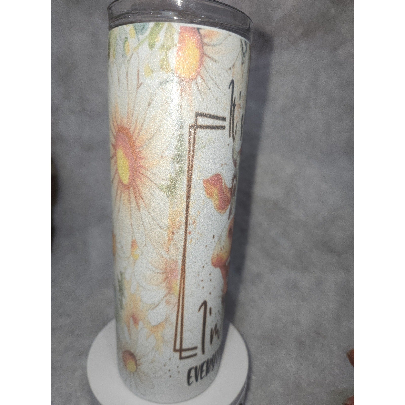 20 oz Stainless Steel Glitter Tumbler Cow I Fine Everything's Fine