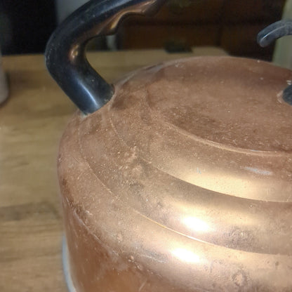 Vintage Mirror Water Kettle "The Finest Aluminum" 2 1/2 Quart Copper Tone with Black Handle