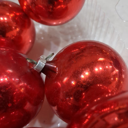 Vintage Red Glass Ornaments Set of 6 NO BOX