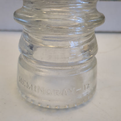 Vintage Clear Glass Hemingray #12 Insulator h612