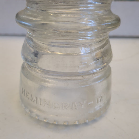 Vintage Clear Glass Hemingray #12 Insulator h612