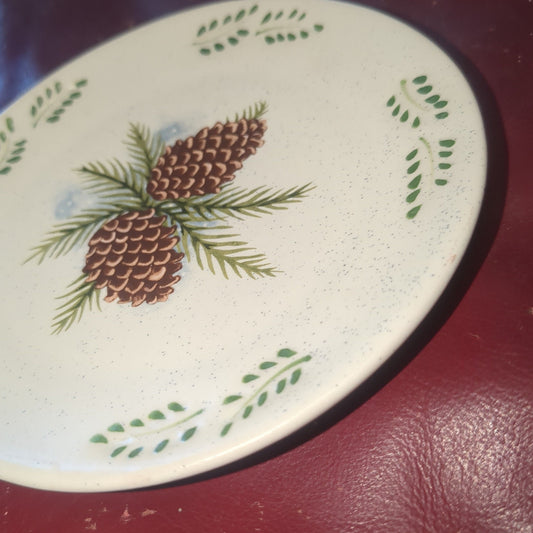 Vintage MWW Market 4" Plate Pinecones Trinket Christmas m225