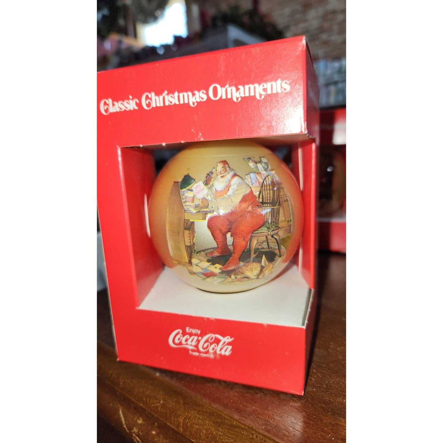 Vintage Glass Coca-Cola Santa Ornament 1960s