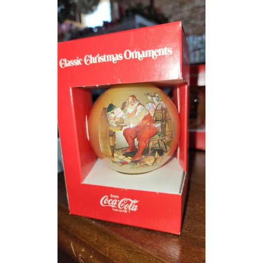 Vintage Glass Coca-Cola Santa Ornament 1960s