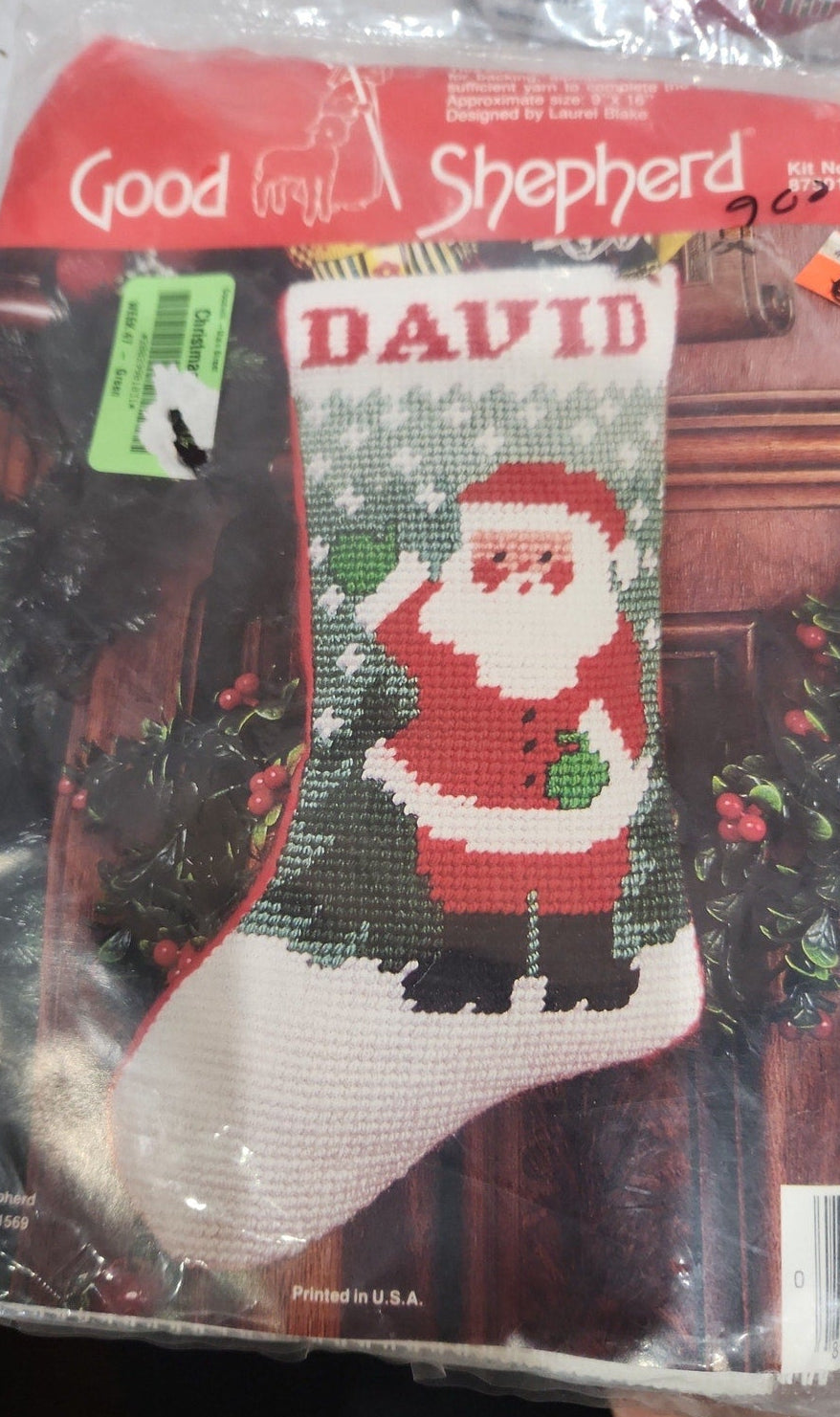 Vintage Good Shepherd Sixpoint Needlepoint Stocking Set of 2