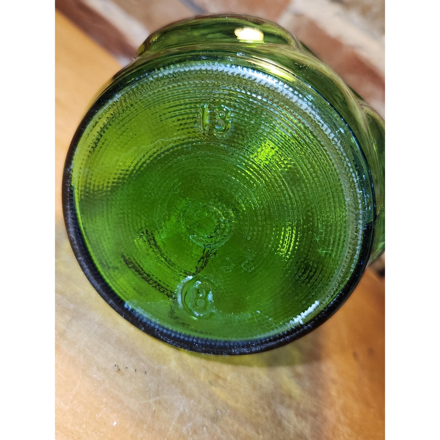 Vintage Anchor Hocking Green Glass 40 oz Water Juice Refrigerator Bottle Jar jar111